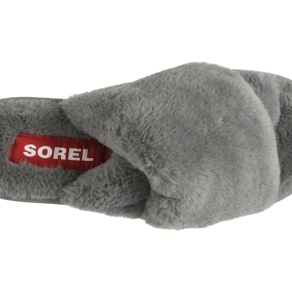 SOREL Go Mail Run Slide Fur Slipper Grey Size 8 - Picture 6 of 9
